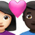 👩🏻‍❤️‍👨🏿 couple with heart: woman, man, light skin tone, dark skin tone display on Apple